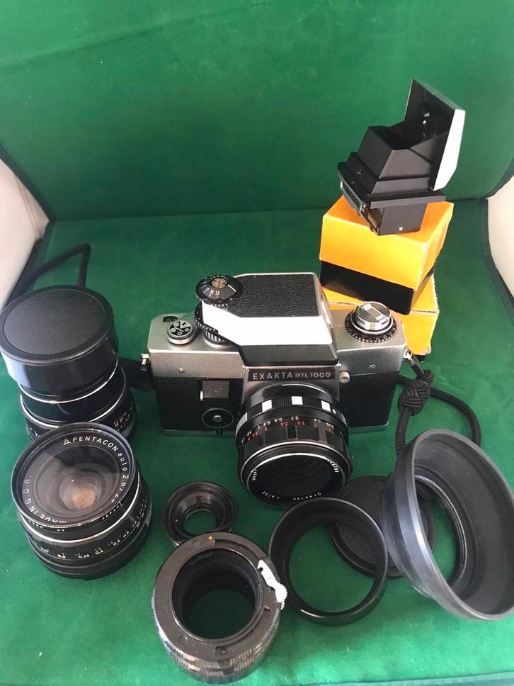 Exakta RTL1000 inclusief lenzen en toebehoren, Audio, Tv en Foto, Fotocamera's Analoog, Gebruikt, Spiegelreflex, Overige Merken