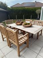 Houten Tuinset - Landelijke Stijl, Gebruikt, Eettafel, 6 zitplaatsen, Ophalen of Verzenden