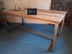 Tafel NIEUW eettafel industrieel teak VD Zwolle Leverancier, Nieuw, Vijf personen of meer, Metaal, 150 tot 200 cm