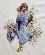 Borduurwerk, zijde, meisje, vrouw, Sarah Moon, vintage, Hobby en Vrije tijd, Borduren en Borduurmachines, Ophalen