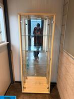 Glazen vitrinekast met houten frame, Huis en Inrichting, Ophalen, Met plank(en), Minder dan 50 cm, Minder dan 25 cm