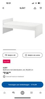 Ikea slakt bed 90x200, Huis en Inrichting, Slaapkamer | Bedden, 90 cm, Eenpersoons, Wit, Nieuw