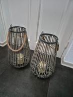 Sfeerlamp riet 2 stuks met LEDkaars, Huis en Inrichting, Ophalen of Verzenden, Overige materialen, Minder dan 25 cm