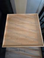 Bijzettafel bamboe met metalen onderstel 2x prijs per stuk, Minder dan 55 cm, Vierkant, Zo goed als nieuw, Hout