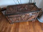 Antieke Houten Kist met Snijwerk, Antiek en Kunst, Antiek | Meubels | Kasten, Ophalen
