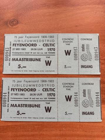 2x Oude Feyenoord - Celtic Kaartjes 1983 beschikbaar voor biedingen
