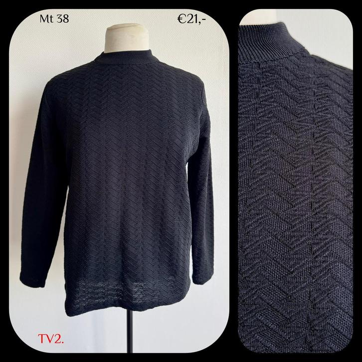 TV2. Vintage trui mt 38, Kleding | Dames, Truien en Vesten, Gedragen, Maat 38/40 (M), Zwart, Verzenden