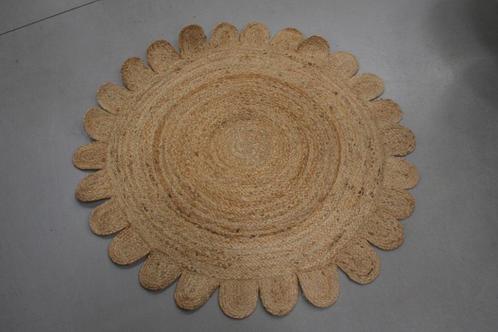 Leuk rond vloerkleed Jute Flower Ø100 cm., Huis en Inrichting, Stoffering | Tapijten en Kleden, Zo goed als nieuw, 100 tot 150 cm