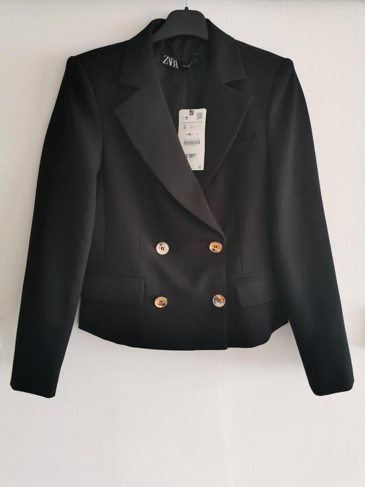 ZARA double-breasted blazer mt. S, Kleding | Dames, Jasjes, Kostuums en Pakken, Nieuw, Jasje, Maat 36 (S), Zwart, Verzenden