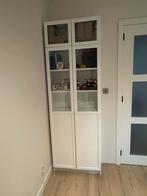 Witte Vitrinekast met Glazen Deuren, Ophalen, 200 cm of meer, 50 tot 100 cm, 25 tot 50 cm