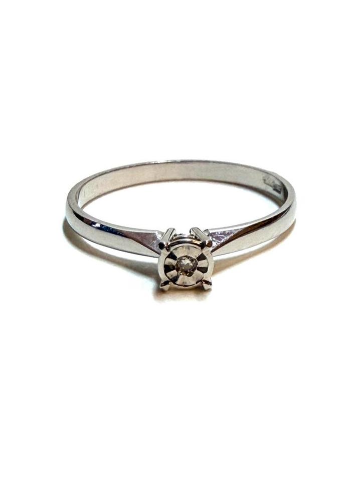 14k gouden ring met een diamant, Sieraden, Tassen en Uiterlijk, Ringen, Zo goed als nieuw, Dame, 17 tot 18, Goud, Goud, Met edelsteen