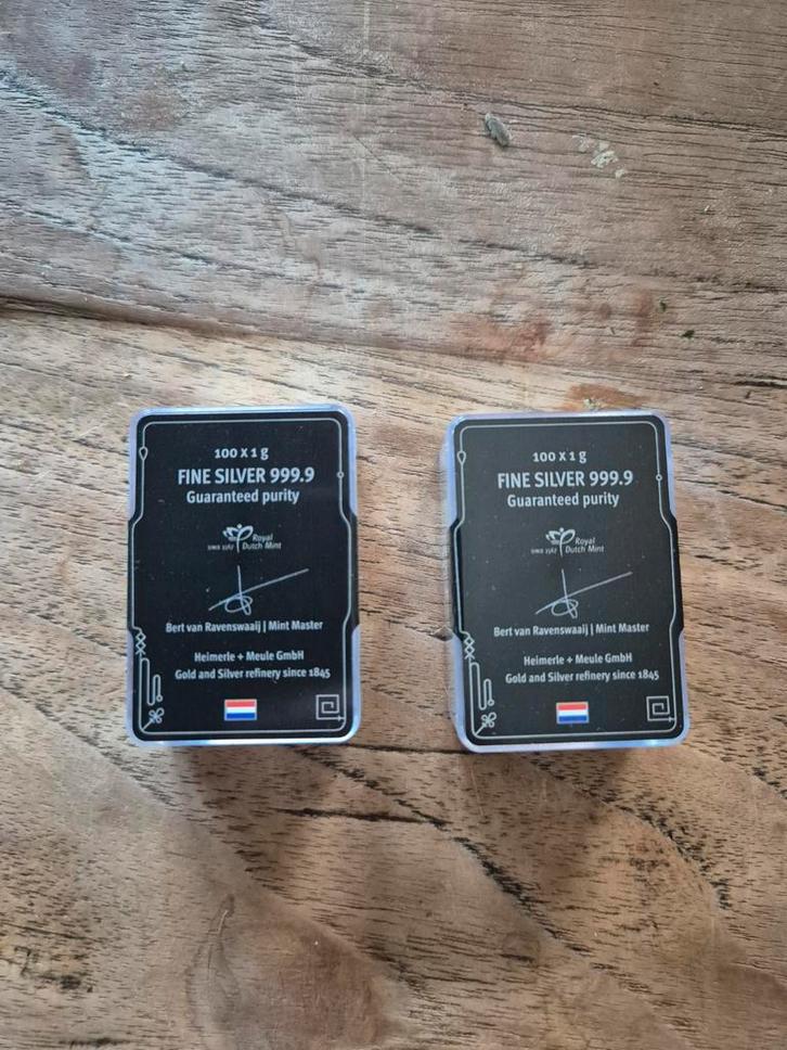 100 x 1 gram zilver baartjes. Heimerle Meule, Postzegels en Munten, Edelmetalen en Baren, Zilver, Ophalen of Verzenden
