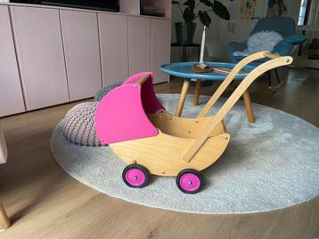 Poppenwagen - kinderwagen - hout - van Dijk Toys beschikbaar voor biedingen