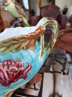Franse Barbotine Jardinière rozen vaas majolica oude, Ophalen of Verzenden