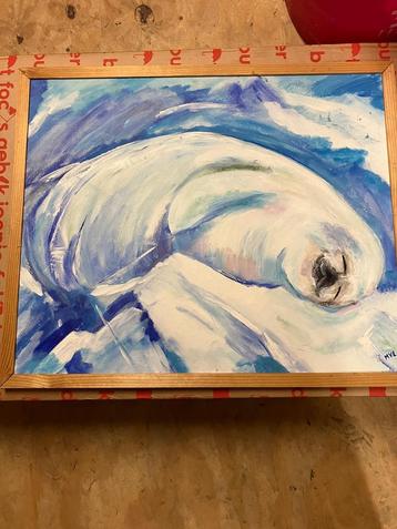 Zelfgemaakt schilderij met zeehond beschikbaar voor biedingen