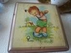 Brocante blikken trommel golvend jongetje, Antiek en Kunst, Curiosa en Brocante, Ophalen of Verzenden