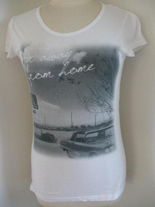 Vero Moda t- shirt wit grijze print maat M, Kleding | Dames, T-shirts, Zo goed als nieuw, Maat 38/40 (M), Wit, Korte mouw, Ophalen of Verzenden
