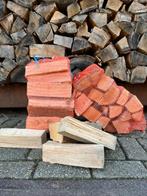 Eiken haardhout in netzakken, Tuin en Terras, Haardhout, 6 m³ of meer, Ophalen of Verzenden, Eikenhout, Blokken