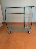 Glazen TV Meubel met CD/DVD Opbergruimte, Gebruikt, 100 tot 150 cm, Ophalen of Verzenden, Glas