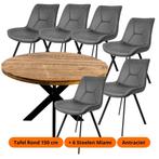 Combi set: Nieuw in doos. 6 Stoelen met ovale of ronde tafel, Ophalen, Nieuw, 4 tot 6 stoelen