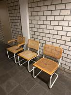 3 Rieten ‘Cesca’ stoelen - Design Marcel Breuer - Opknappers, Huis en Inrichting, Stoelen, Ophalen, Gebruikt, Metaal, Jaren 70