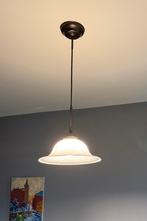 Retro hanglamp, glas en koper, Huis en Inrichting, Lampen | Hanglampen, Ophalen, Zo goed als nieuw, Glas, Minder dan 50 cm