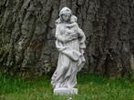 Beeld Maria met Kind - Volledig Steen - Wit met Grijs, Ophalen of Verzenden, Steen, Mensenbeeld