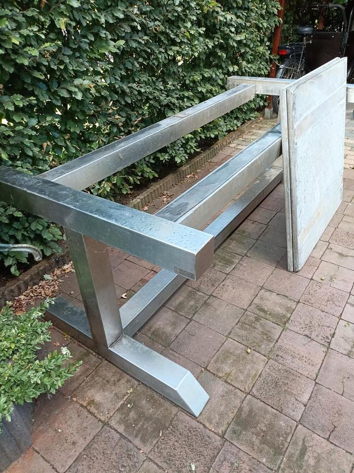Zwaar RVS Tafelonderstel - Industrieel Design, Tuin en Terras, Tuintafels, Gebruikt, Rechthoekig, Rvs, Ophalen
