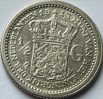 Hele nette halve gulden 1913 beschikbaar voor biedingen