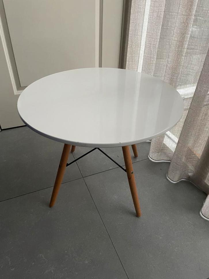 Ronde Hoogglans Witte Bijzettafel - Tafel, Antiek en Kunst, Antiek | Meubels | Tafels, Ophalen