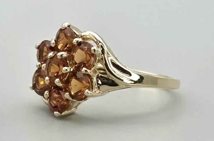 Gouden Vintage ring met edelsteen citrien. 2025/611., Sieraden, Tassen en Uiterlijk, Antieke sieraden, Ring, Goud, Met edelsteen