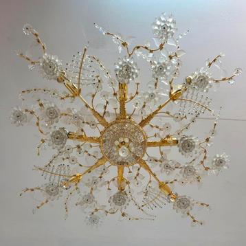 Exclusieve Palwa Plafondlamp Kristal Verguld vintage 70s beschikbaar voor biedingen