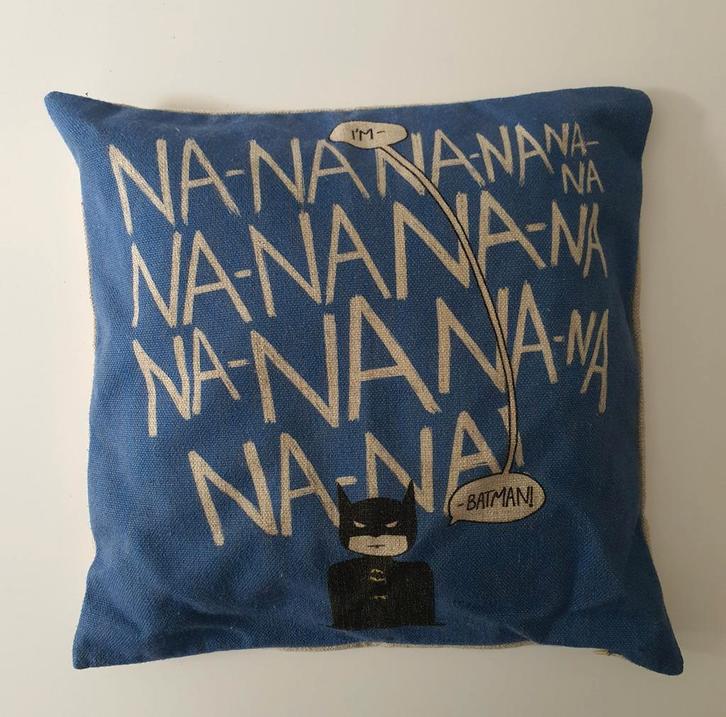 Batman Kussen - Superhelden Decoratie, Huis en Inrichting, Woonaccessoires | Kussens, Gebruikt, Blauw, Vierkant, Ophalen of Verzenden