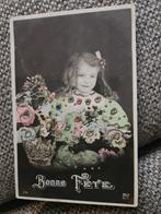 Meisje lang haar glitters  Kind met Bloemen, Gebruikt, Ophalen of Verzenden, Voor 1940, Prent