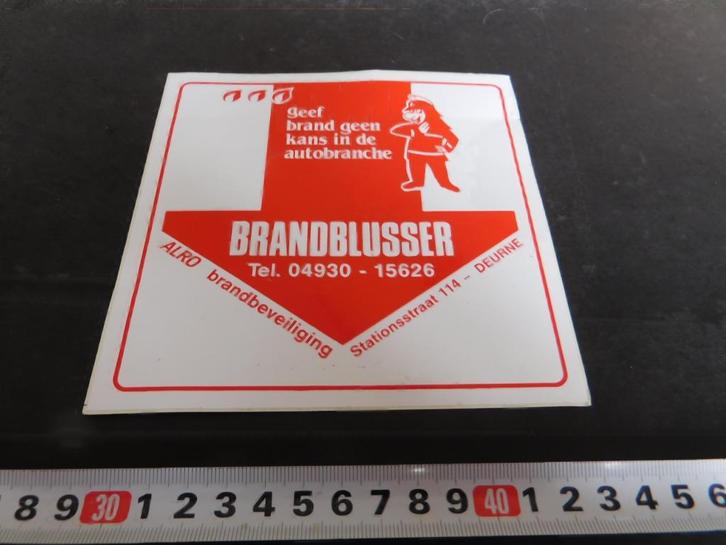 sticker Deurne ALRO brandbeveiliging  BRANDBLUSSER, Verzamelen, Stickers, Zo goed als nieuw, Bedrijf of Vereniging, Ophalen