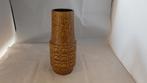 mooie retro okergele vaas met patroon, Gebruikt, Overige kleuren, Aardewerk of Porselein, Ophalen of Verzenden