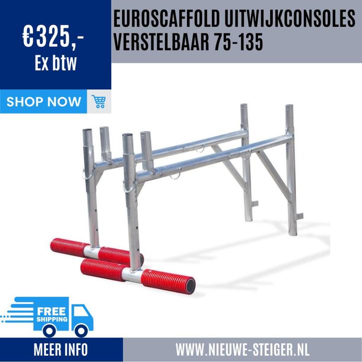 Euroscaffold Uitwijkconsole Universeel - verstelbaar 75-135, Doe-het-zelf en Verbouw, Steigers, Nieuw, Rolsteiger of Kamersteiger