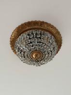 Antieke Franse Plafoniere - Messing & Glas, Huis en Inrichting, Ophalen of Verzenden, Gebruikt, Glas