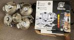 9 delige pannenset Edelstaal in doos: Nieuw, Huis en Inrichting, Keuken | Potten en Pannen, Inductieplaat, Nieuw, Pannenset, Ophalen of Verzenden