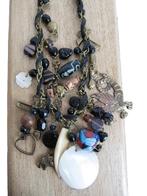 NIEUW: MAUD ketting – used look – leer met metaal - BOHO sty, Verzenden, Zwart, Nieuw, Overige materialen