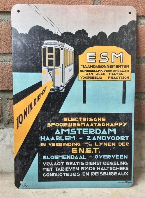 ESM NS Nederlandse Spoorwegen Metalen Reclamebord, Verzamelen, Spoorwegen en Tramwegen, Nieuw, Trein, Overige typen, Verzenden