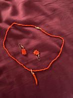 Bloedkoraal ketting en oorhangers Tunesie, Nieuw, Ophalen of Verzenden, Rood, Overige materialen