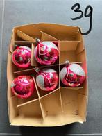 Vintage roze oude glazen kerstballen retro brocant, Ophalen of Verzenden, Zo goed als nieuw
