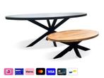 Combo deals Ovale eettafel + salontafel  mango & black, 50 tot 100 cm, Nieuw, Overige materialen, Industrieel