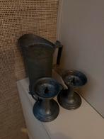 Antieke Tinnen Kandelaar en vaas als set, Antiek en Kunst, Antiek | Kandelaars, Ophalen, Overige materialen