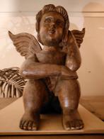 Handgesneden Teakhouten Cherubijn Engelbeeld, Antiek en Kunst, Ophalen