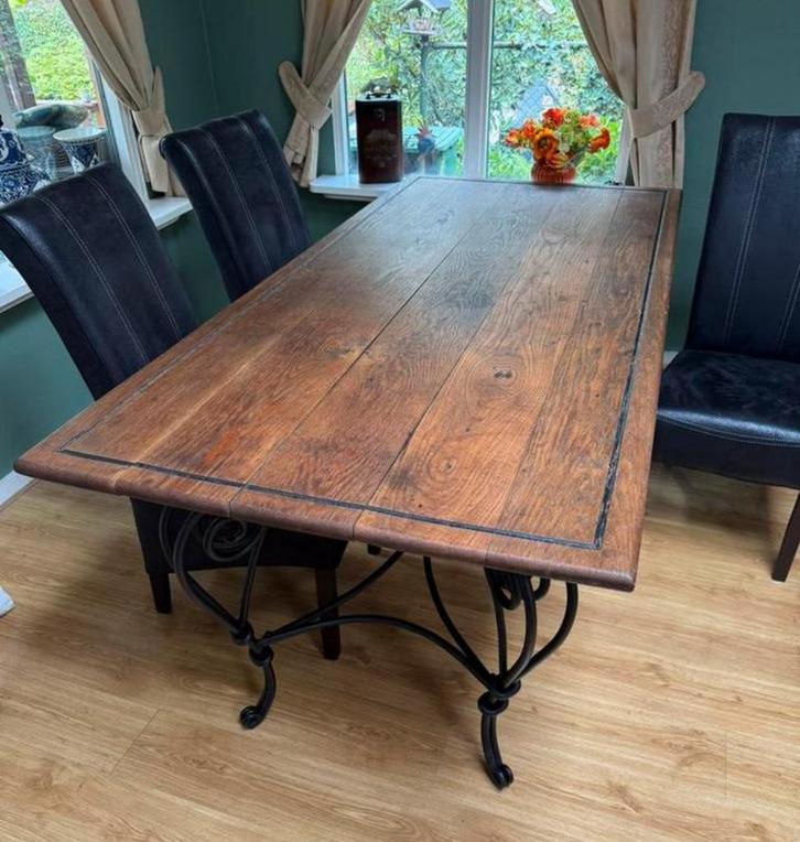 Brocante eettafel tuintafel 101x220, Huis en Inrichting, Tafels | Eettafels, Gebruikt, 100 tot 150 cm, 200 cm of meer, Vijf personen of meer