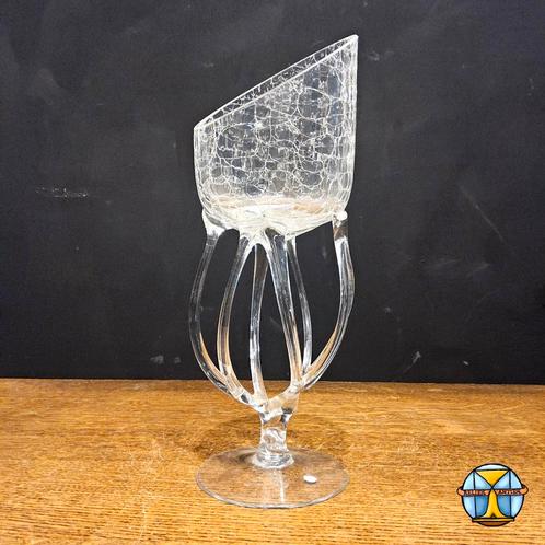 Vintage Krosno glas octopus glas (transparant) sier beker, Antiek en Kunst, Antiek | Glas en Kristal, Ophalen of Verzenden