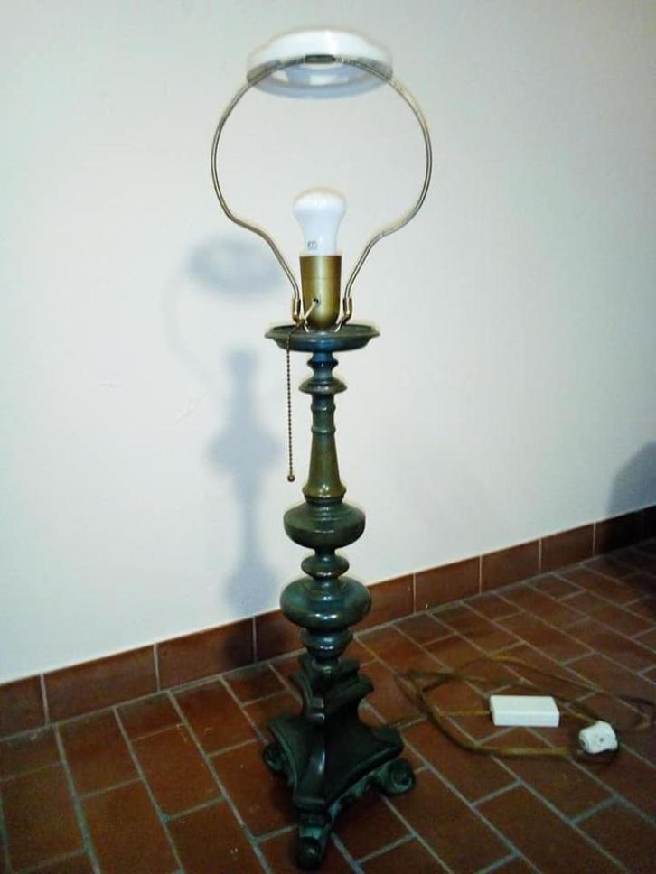 Lampvoet - antiek - brons gepatineerd, Huis en Inrichting, Lampen | Tafellampen, Zo goed als nieuw, 50 tot 75 cm, Metaal, Ophalen