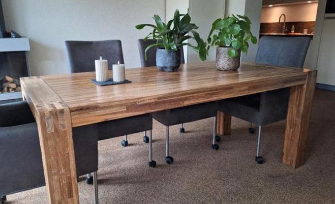 Eettafel & salontafel (teak hout), Antiek en Kunst, Antiek | Meubels | Tafels, Ophalen